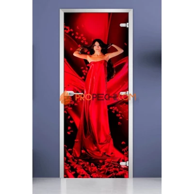 Стеклянная межкомнатная дверь DoorWood с фотопечатью Woman-08, 2000х800 мм