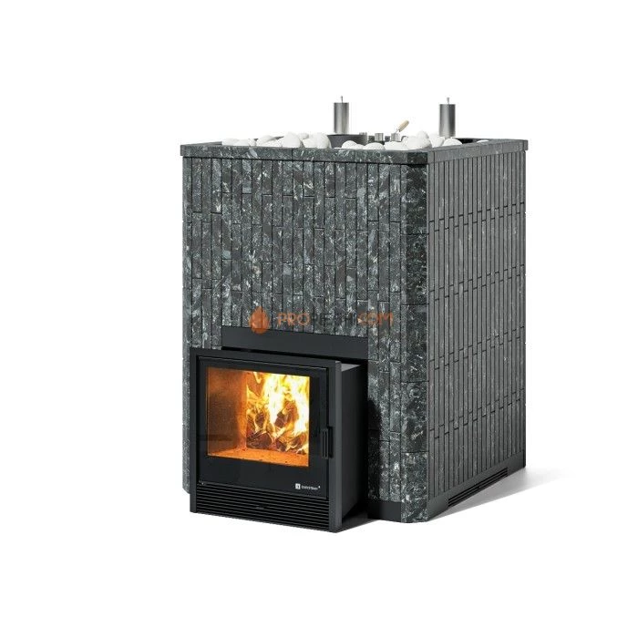 Дровяная печь для бани ИзиСтим Домна 60 К в полноценном наборном кожухе из пироксенита