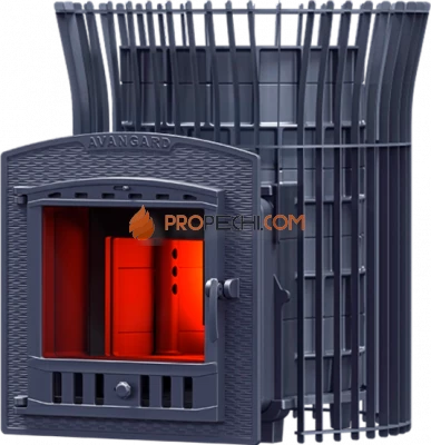 Чугунная банная печь Гефест Авангард 24 П2 в сетке тюльпан