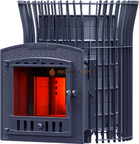 Чугунная банная печь Гефест Авангард 30 П2 сетка тюльпан