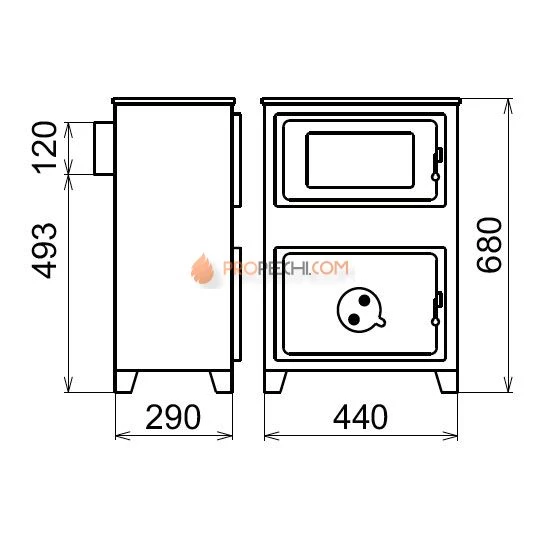 Печь-камин Thorma Filex H, бордовая