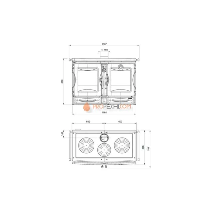 Печь-камин La Nordica Alaska Nero antracite (черный антрацит)