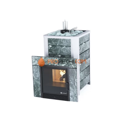 Дровяная печь для бани ИзиСтим Ялта 25 в камне Змеевик