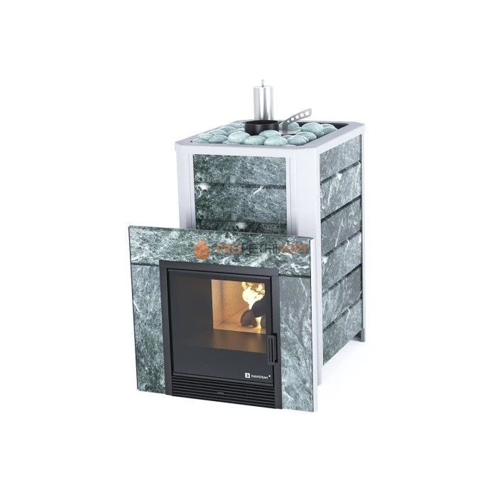 Дровяная печь для бани ИзиСтим Ялта 25 в камне Змеевик