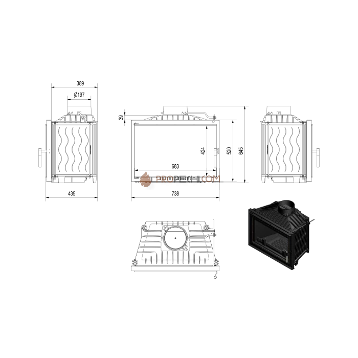 Каминная топка Kratki Wiktor/DECO (14 кВт)
