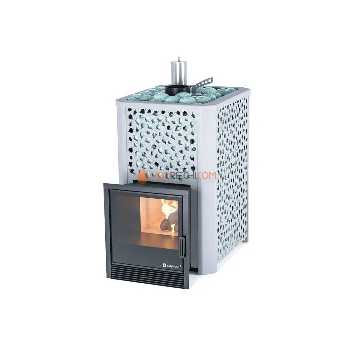 Дровяная печь для бани ИзиСтим Ялта 25 в кожухе Березовый лист