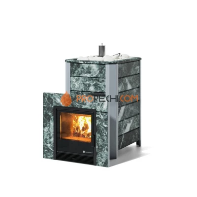 Дровяная печь для бани ИзиСтим Ялта 35/2024 в камне Змеевик