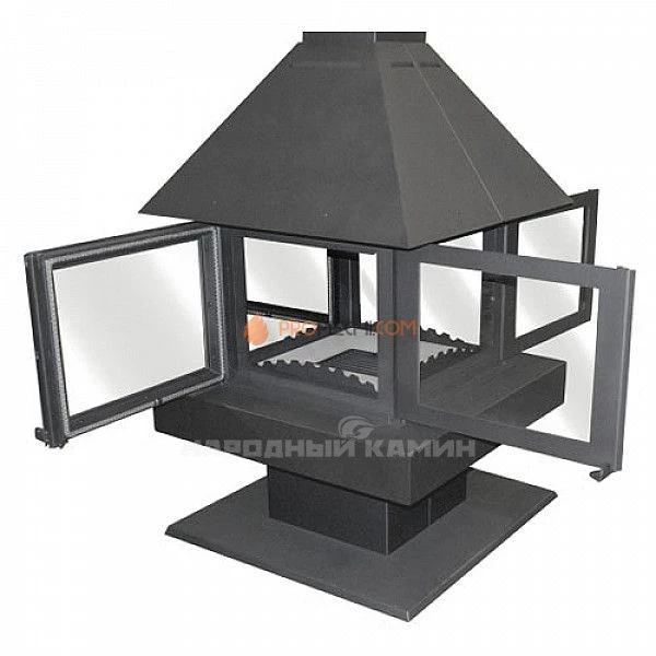 Печь-камин Бавария Эклипс островной 4D графит