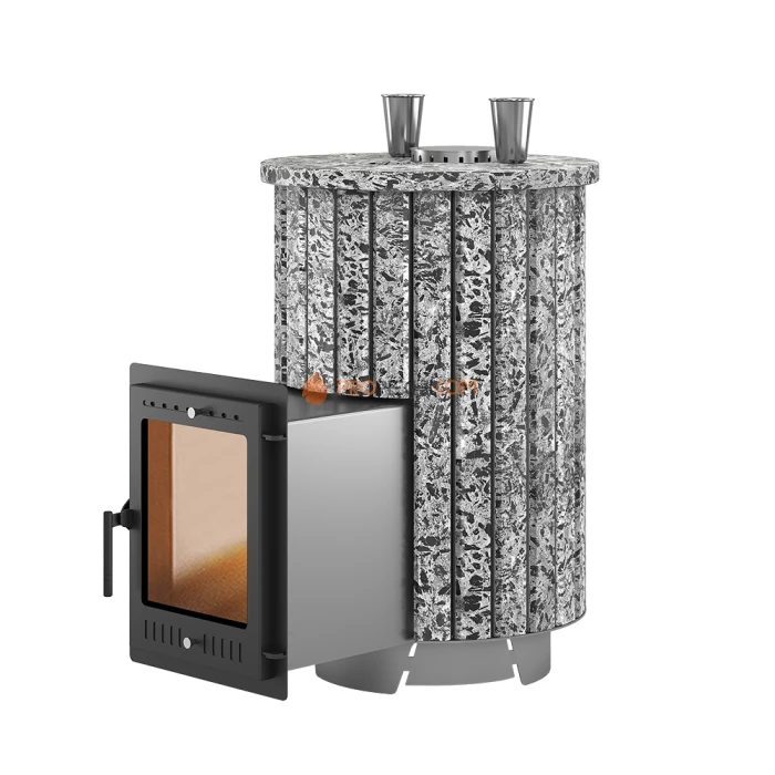 Дровяная печь для бани Эверест Steam Master 30 INOX Ламель Пироксенит Элит, S-20
