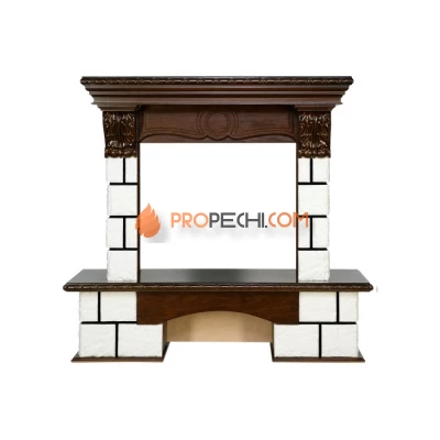 Портал Royal Flame Pierre Luxe - Белый / Темный дуб