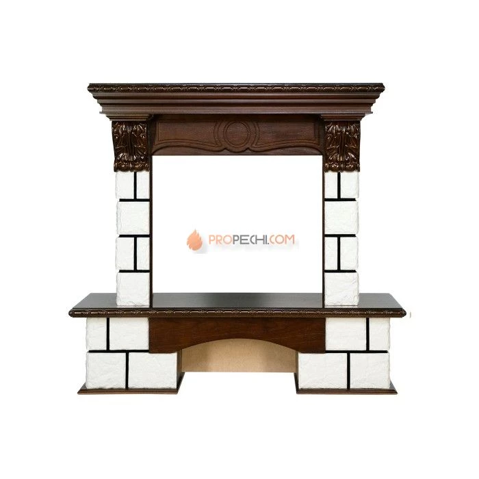 Каминокомплект Royal Flame Pierre Luxe - Белый / Темный дуб с очагом Vision 23 EF LED FX