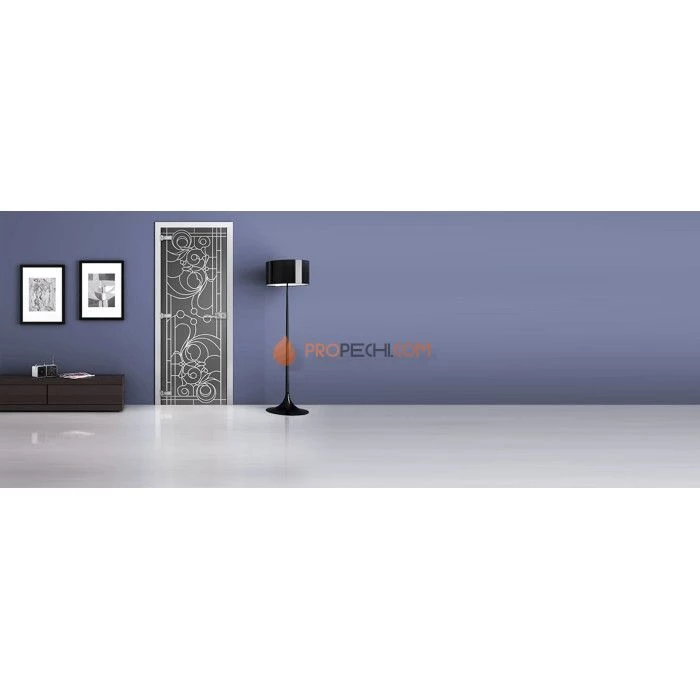 Стеклянная межкомнатная дверь DoorWood с рисунком MG-03 Графит, 2000х800 мм