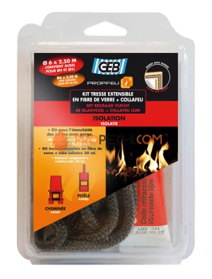 Шнур жаростойкий 4-6мм с огнеупорным клеем 20мл