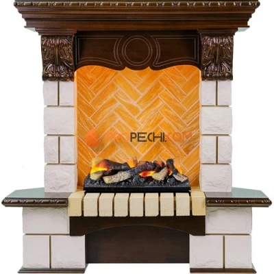 Каминокомплект Dimplex Pierre Luxe - Темный дуб / Шампань (Высота 975мм) с очагом Cassette 400 LNH-INT (с дровами)