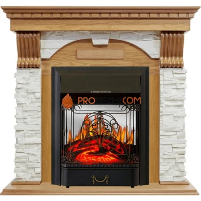 Каминокомплект Royal Flame Dublin - Дуб / Сланец белый с очагом Majestic FX M Black