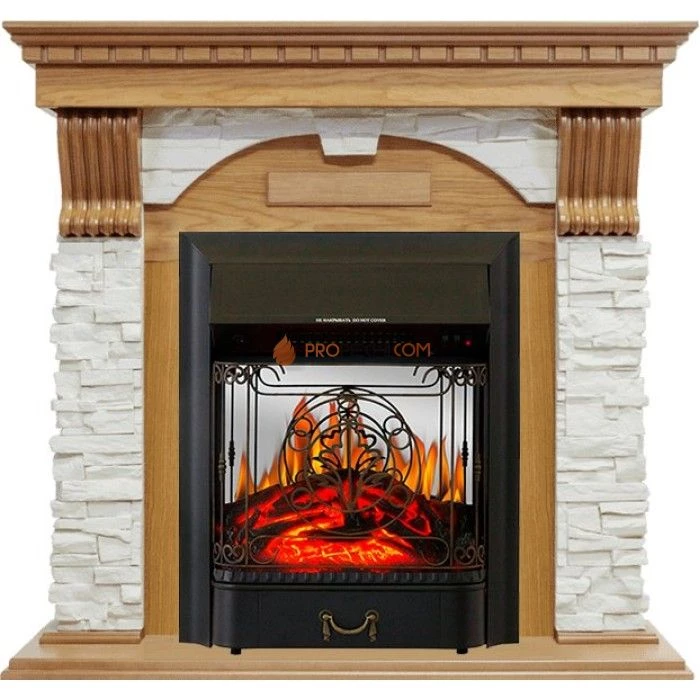 Каминокомплект Royal Flame Dublin - Дуб / Сланец белый с очагом Majestic FX M Black