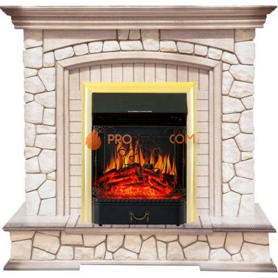Каминокомплект Royal Flame Preston - Белый/Слоновая кость с патиной с очагом Majestic FX Brass