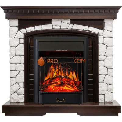 Каминокомплект Royal Flame Glasgow - Темный дуб / Белый с очагом Majestic FX Black