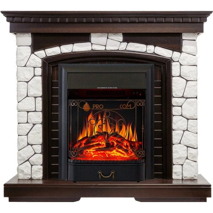 Каминокомплект Royal Flame Glasgow - Темный дуб / Белый с очагом Majestic FX Black