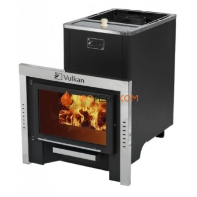 Дровяная печь для бани Вулкан Эльбрус 26 Панорама с баком