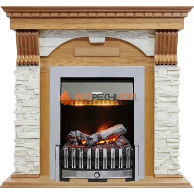 Каминокомплект Dimplex Dublin - Дуб / Сланец белый с очагом Danville Chrome FB2