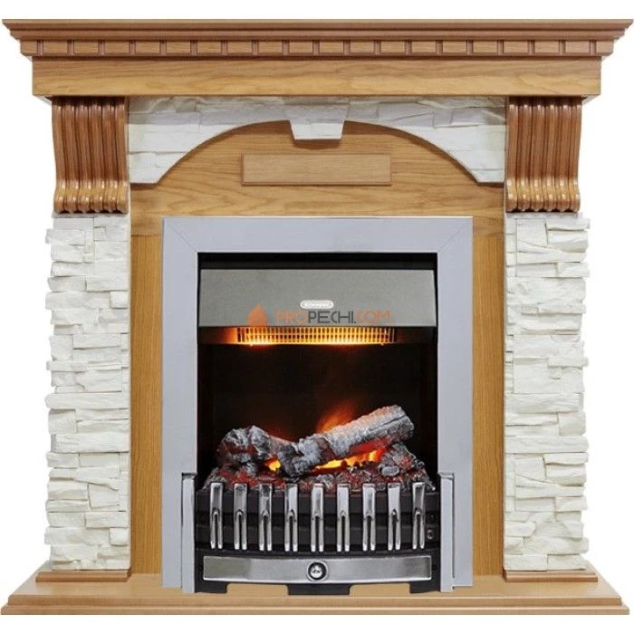 Каминокомплект Dimplex Dublin - Дуб / Сланец белый с очагом Danville Chrome FB2