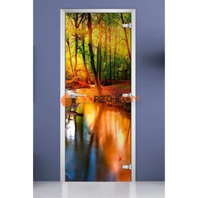 Стеклянная межкомнатная дверь DoorWood с фотопечатью Forest-18, 2000х700 мм