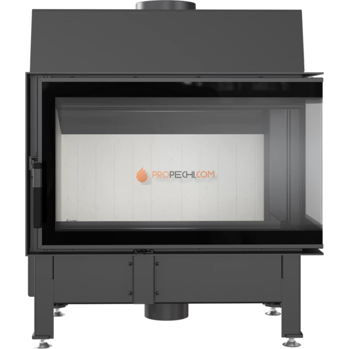 Каминная топка стальная Kratki Zibi/P/BS/DECO (угловое стекло справа) (11 кВт)