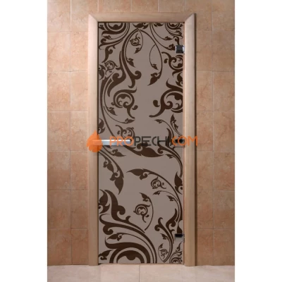 Дверь для бани DoorWood с рисунком Венеция Черный жемчуг матовая, 2000x800 мм