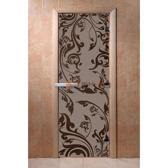 Дверь для бани DoorWood с рисунком Венеция Черный жемчуг матовая, 2000x800 мм