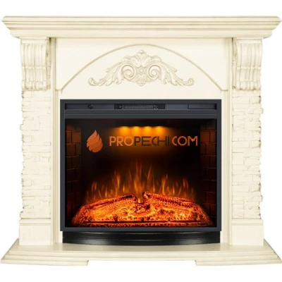 Каминокомплект Royal Flame Rimini - Слоновая кость с патиной с Электрическим очагом Royal Flame Emerald 28