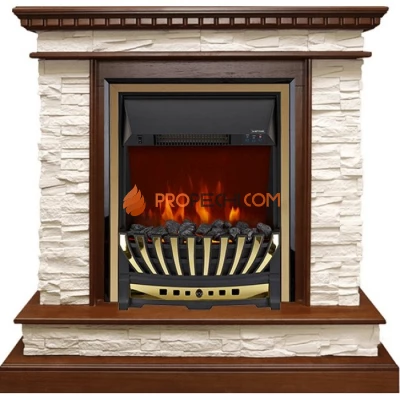 Каминокомплект Royal Flame Calgary - Дуб / Сланец бежевый с очагом Aspen Gold