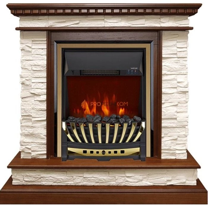 Каминокомплект Royal Flame Calgary - Дуб / Сланец бежевый с очагом Aspen Gold