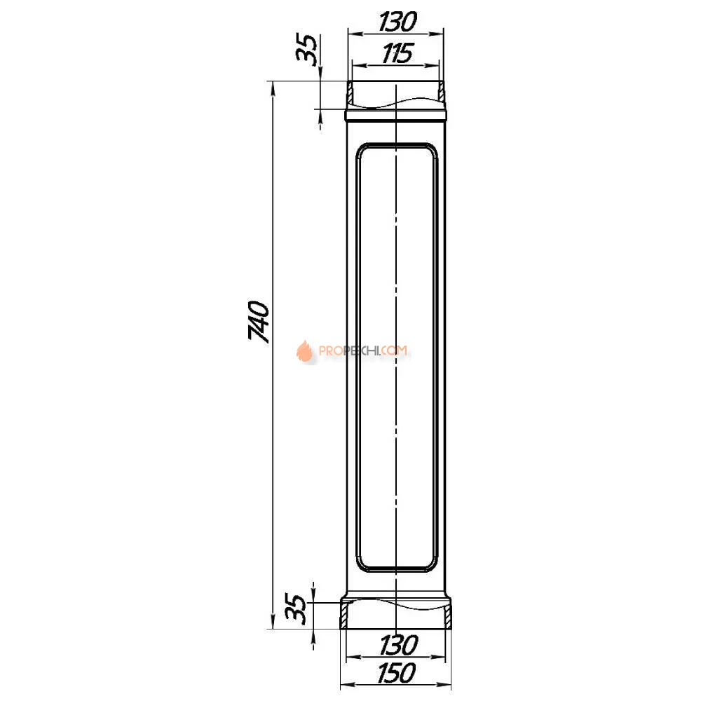 Стартовый дымоход D 115 L 740 (цв. черный)