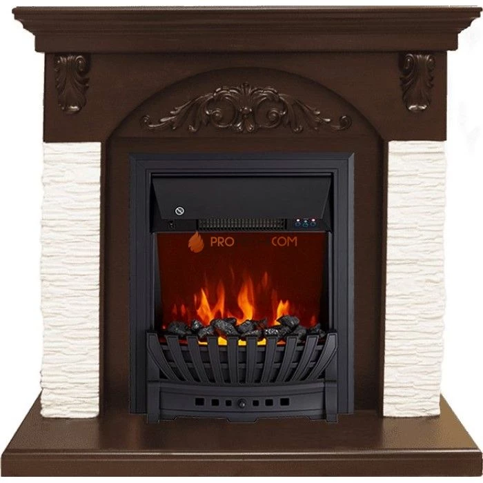 Каминокомплект Royal Flame Bern Сланец мелкий белый / Темный дуб с очагом Aspen Black