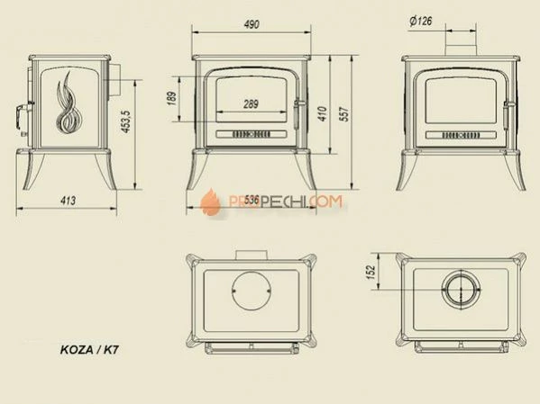 Чугунная печь-камин Kratki KOZA K7