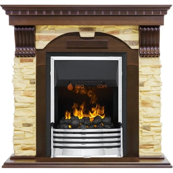 Каминокомплект Dimplex Dublin угловой - Темный дуб / Сланец с очагом Flagstaff