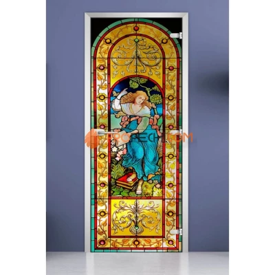 Стеклянная межкомнатная дверь DoorWood с фотопечатью Stained Glass-19, 2000х800 мм