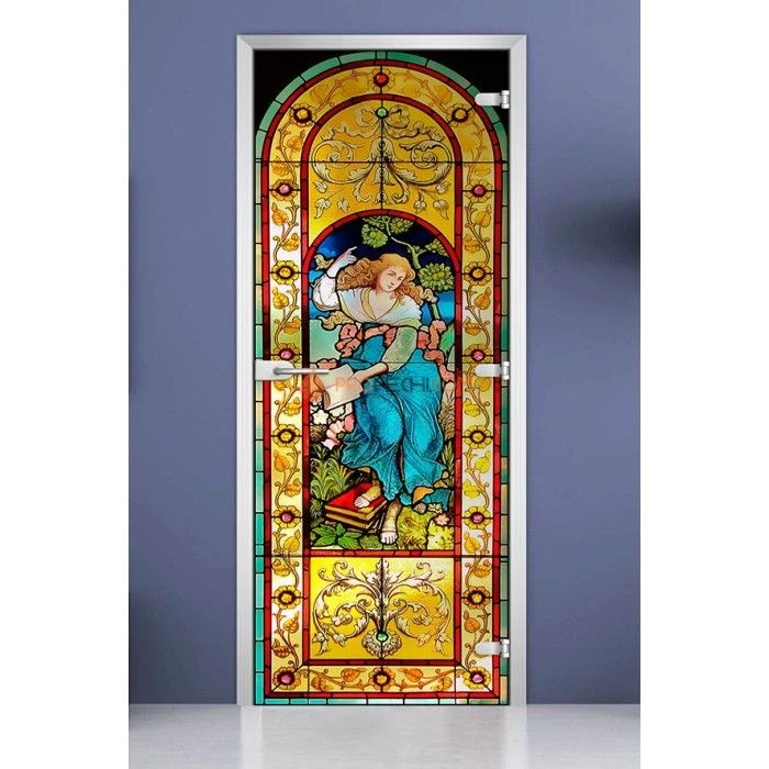 Стеклянная межкомнатная дверь DoorWood с фотопечатью Stained Glass-19, 2000х700 мм
