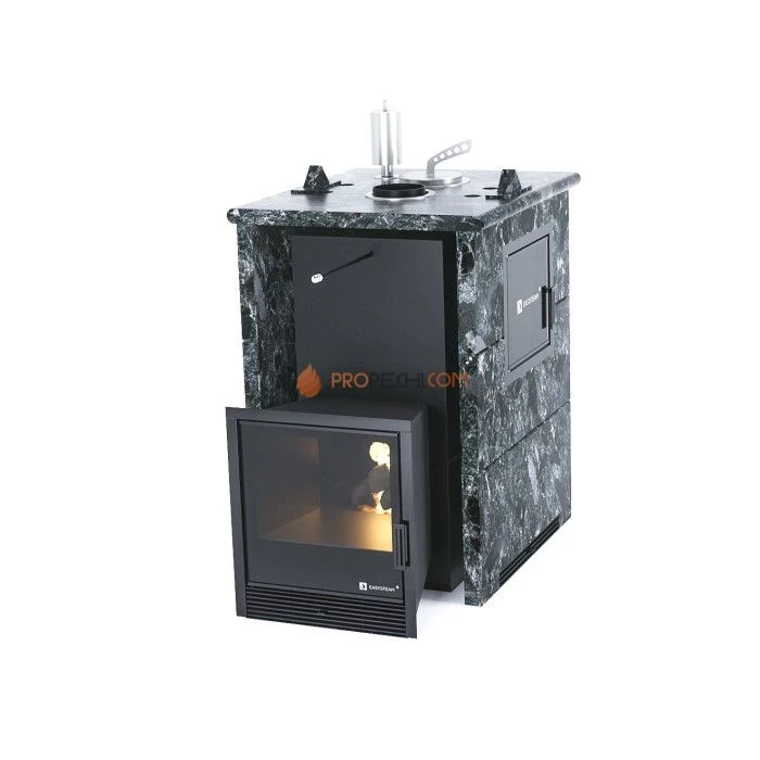 Дровяная печь для бани ИзиСтим Анапа М2 в трехстороннем кожухе из пироксенита