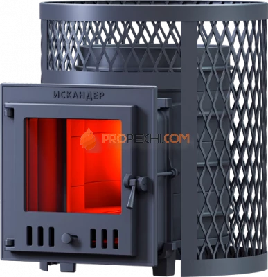 Чугунная банная печь Технолит Искандер 25М в сетке