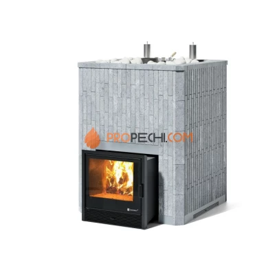 Дровяная печь для бани ИзиСтим Домна 60 К в полноценном наборном кожухе из талькохлорита