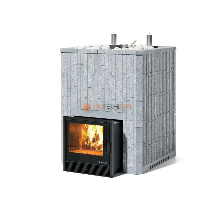 Дровяная печь для бани ИзиСтим Домна 60 К в полноценном наборном кожухе из талькохлорита