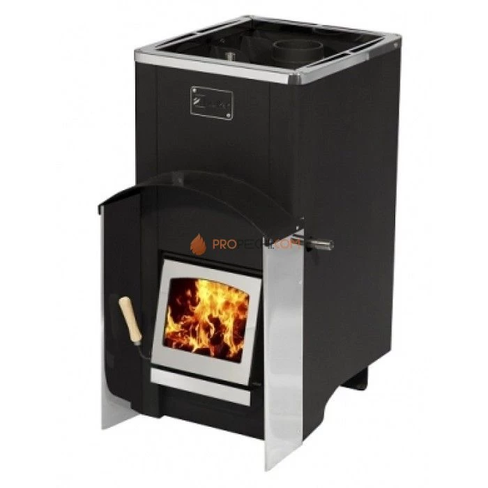 Дровяная печь для бани Вулкан Эльбрус 16 с теплообменником стекло