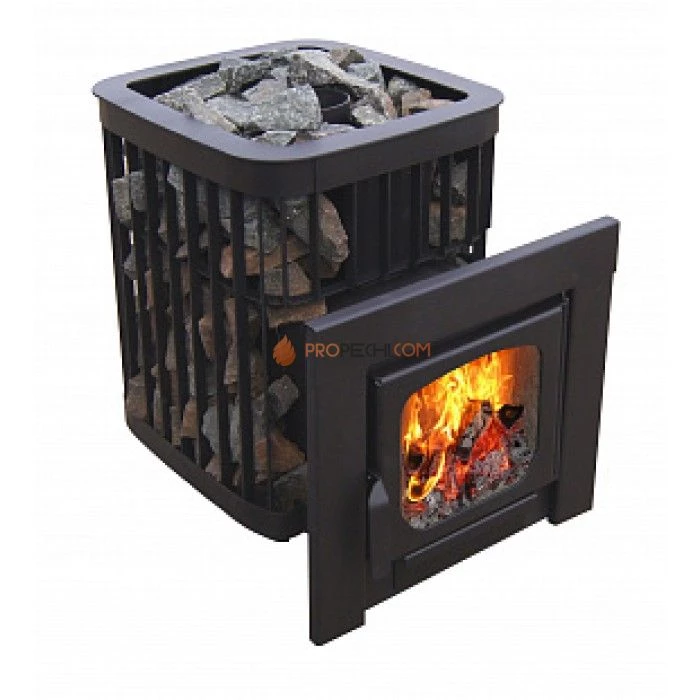 Дровяная печь для бани Варвара Каменка Мини Панорамная дверь