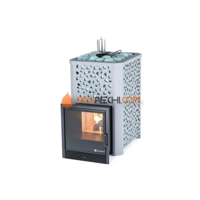 Дровяная печь для бани ИзиСтим Ялта 15 в кожухе Березовый лист