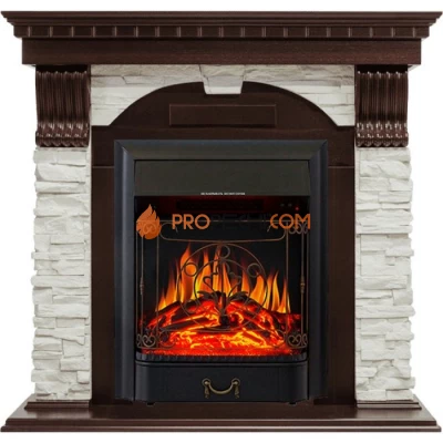 Каминокомплект Royal Flame Dublin угловой - Темный дуб / Сланец белый с очагом Majestic FX Black
