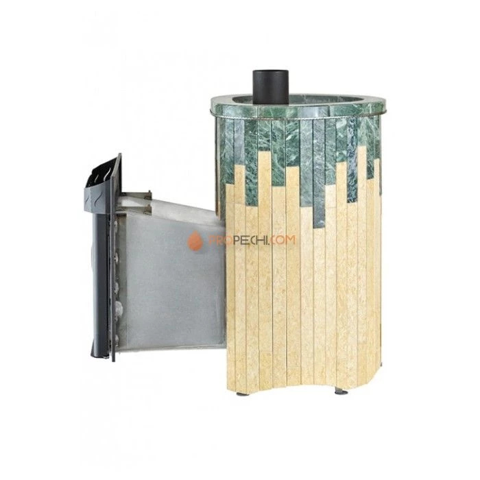 Дровяная печь для сауны Ферингер Мини До 16 м³ - Змеевик + Сильвия Оро - обрамление Камень