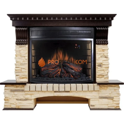 Каминокомплект Royal Flame Pierre Luxe угловой - Темный дуб / Сланец (Высота 1045мм) с очагом Dioramic 28 LED FX