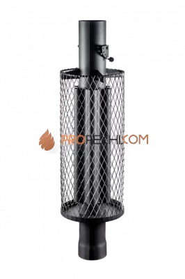 Дымоход-конвектор с сеткой для камней Ф-115мм, L-1м (Черный)